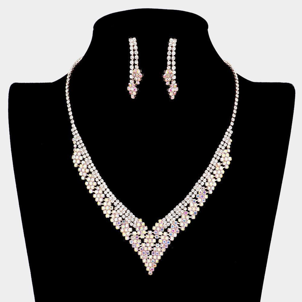 Rose Gold V Shape Necklace Rhinestone Paved - Jewelry Store by Erik Rayo