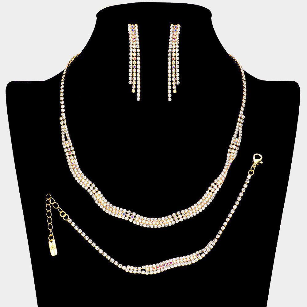 Gold Necklace Jewelry Set Rhinestone Paved - Jewelry Store by Erik Rayo
