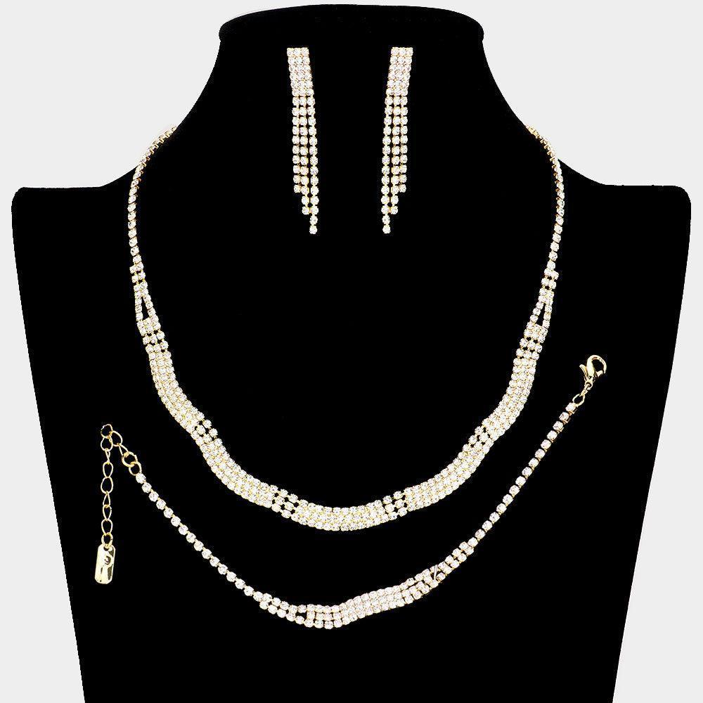 Gold Necklace Jewelry Set Rhinestone Paved - Jewelry Store by Erik Rayo