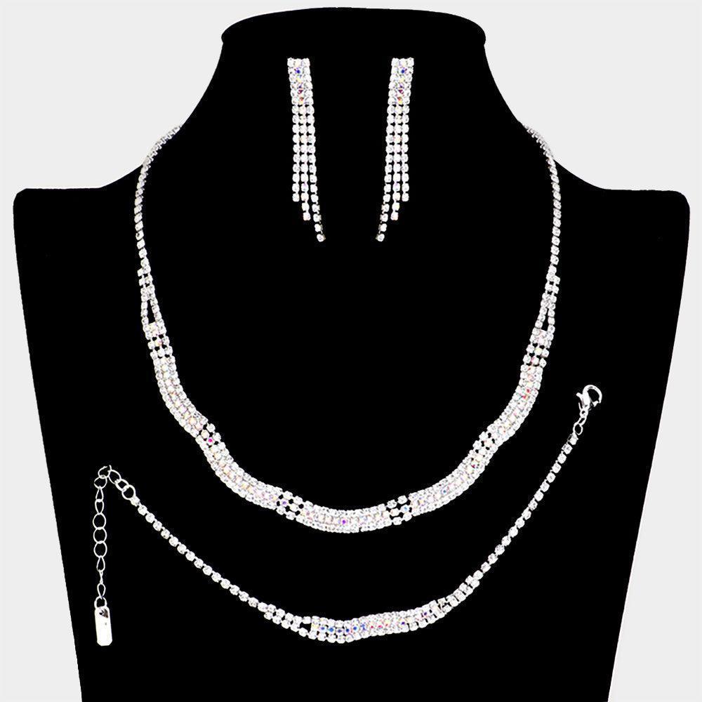 Silver Necklace Jewelry Set Rhinestone Paved - Jewelry Store by Erik Rayo