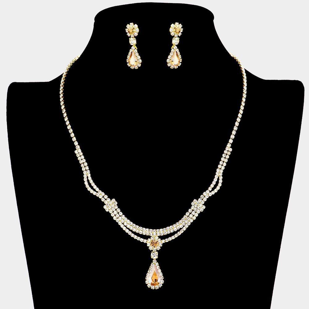 Teardrop Stone Accented Rhinestone Necklace - Jewelry Store by Erik Rayo