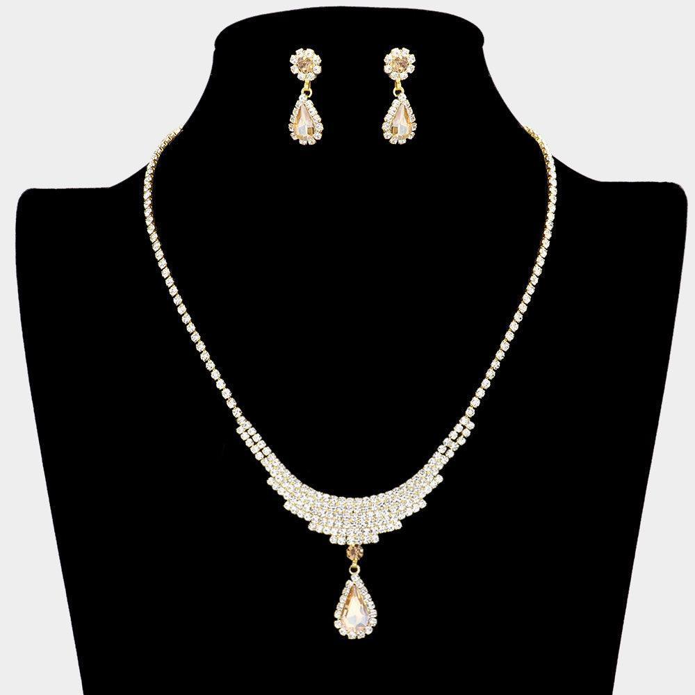 Teardrop Stone Accented Rhinestone Necklace - Jewelry Store by Erik Rayo
