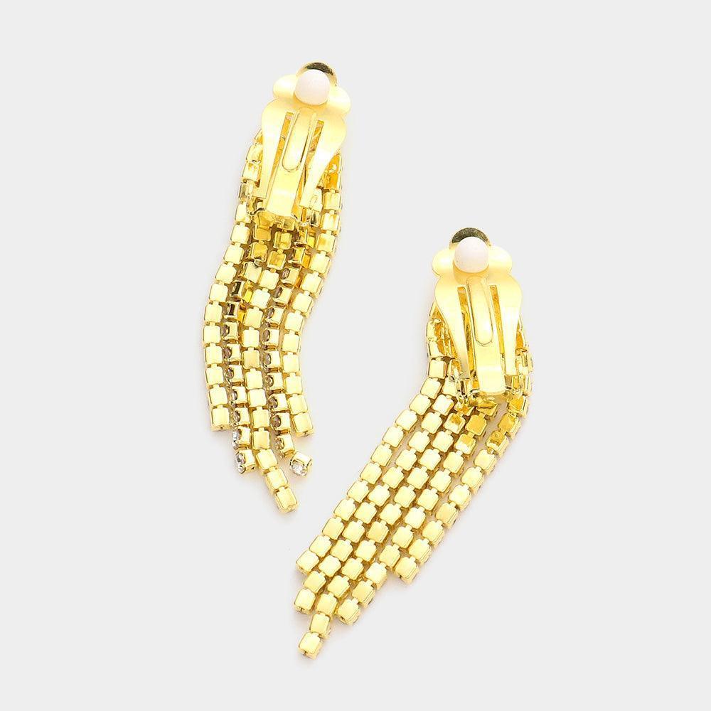 Gold Necklace Clip on Earring Set Rhinestone Paved - Jewelry Store by Erik Rayo