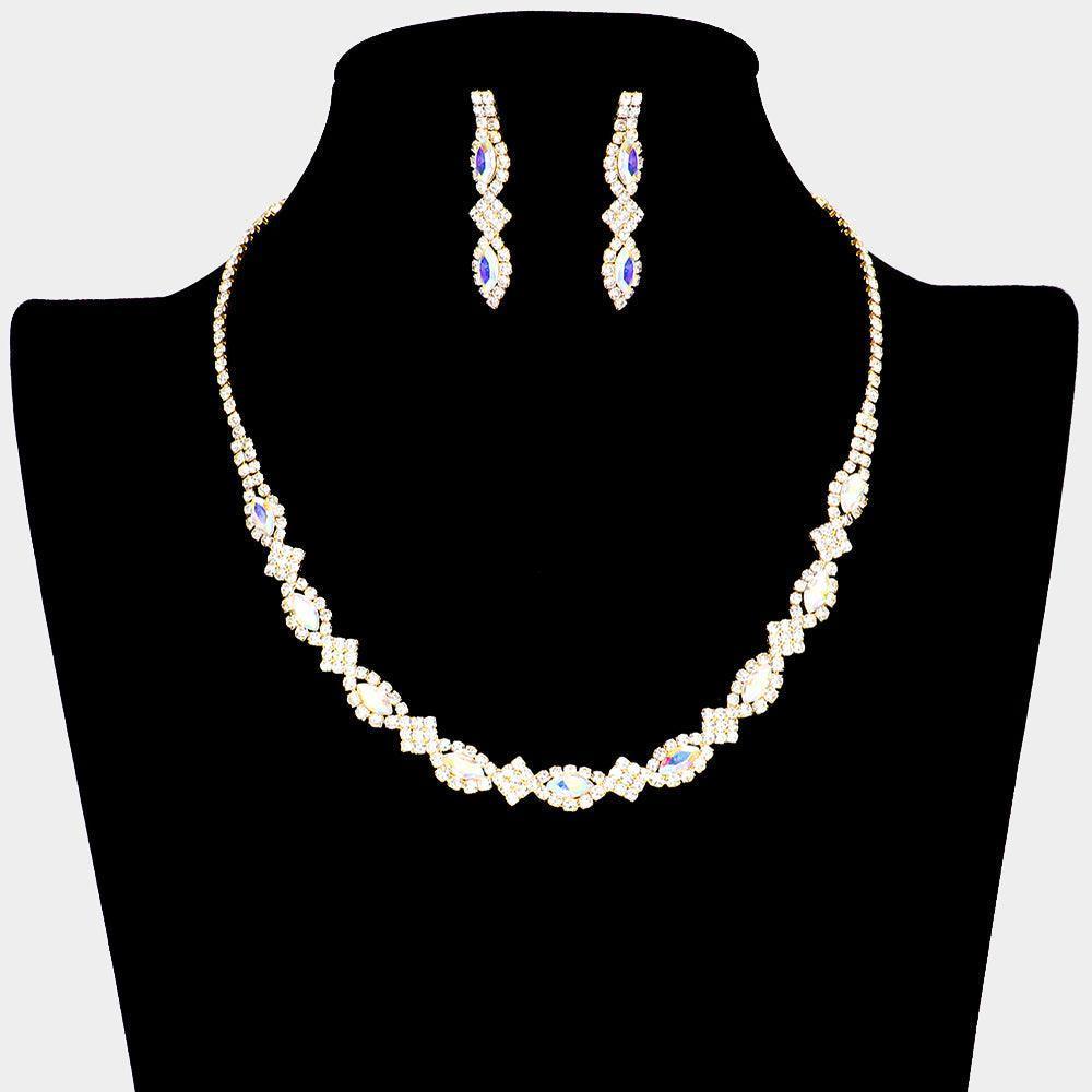 Gold Marquise Stone Rhinestone Necklace - Jewelry Store by Erik Rayo