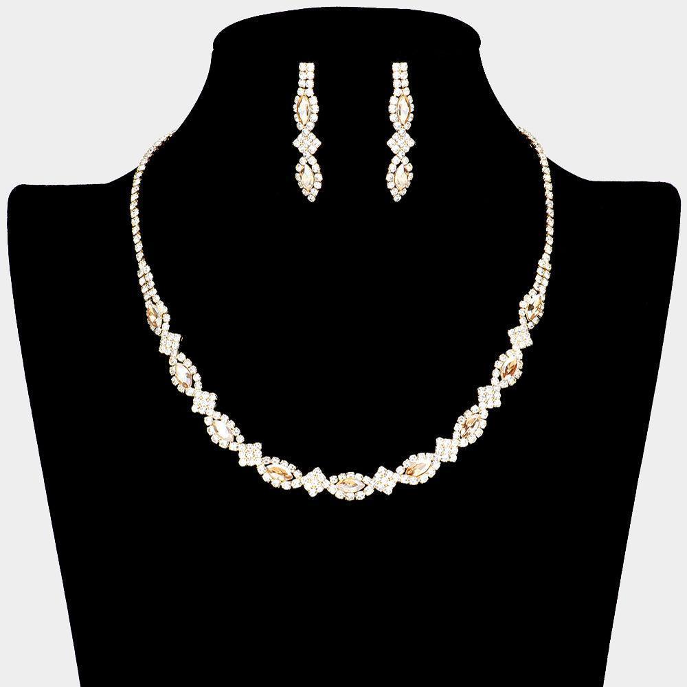 Gold Marquise Stone Rhinestone Necklace - Jewelry Store by Erik Rayo