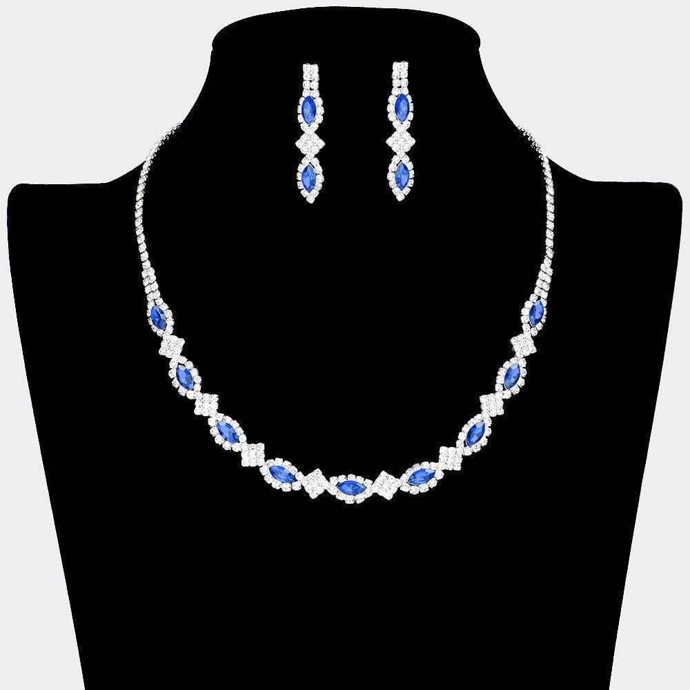 Silver Marquise Stone Rhinestone Necklace - Jewelry Store by Erik Rayo