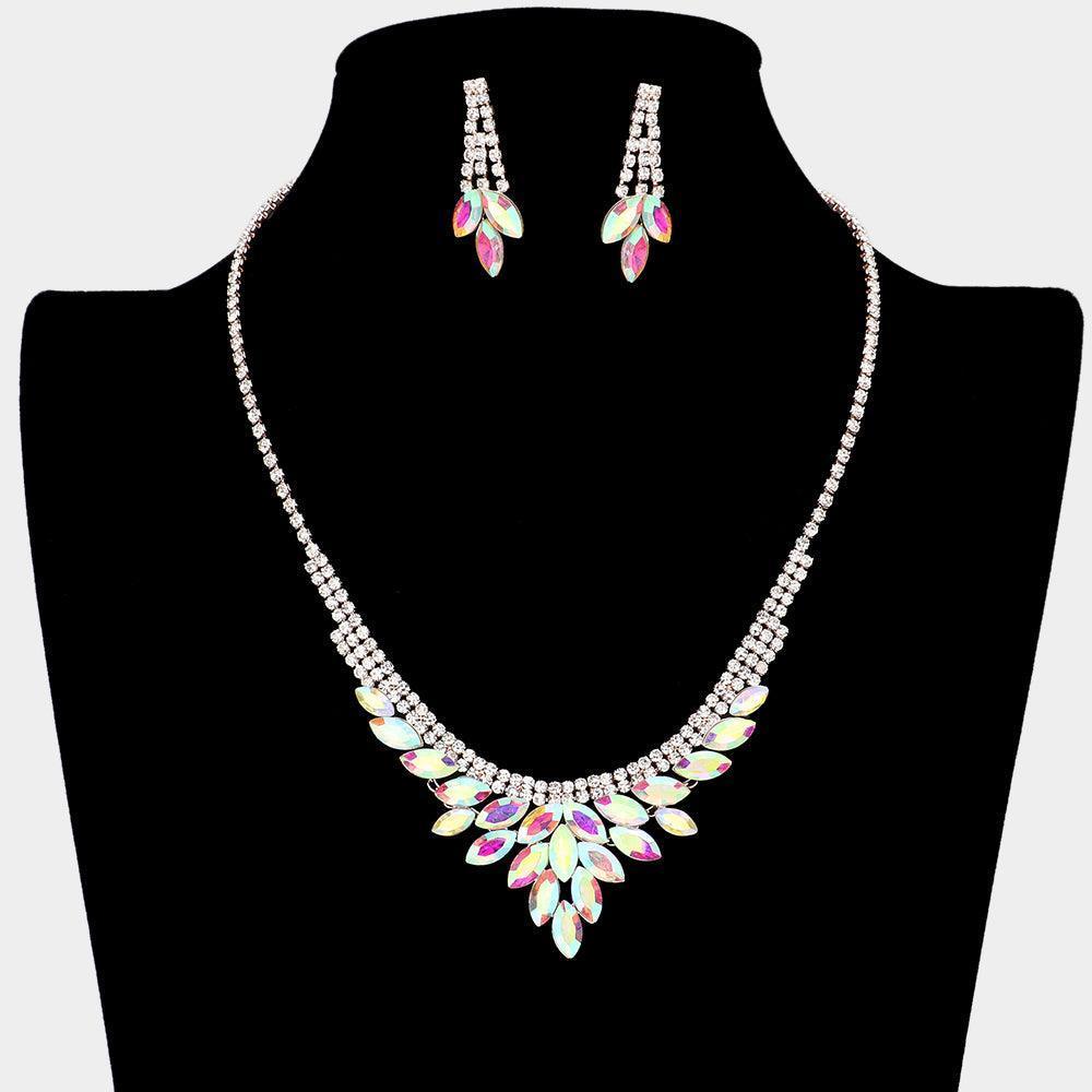 Rose Gold Marquise Stone Cluster Rhinestone Necklace - Jewelry Store by Erik Rayo