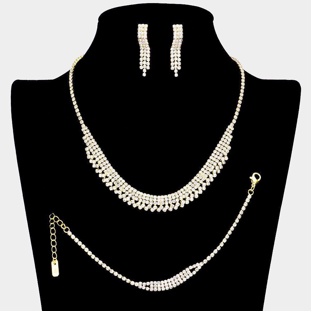 Gold Necklace Jewelry Set Rhinestone Paved - Jewelry Store by Erik Rayo