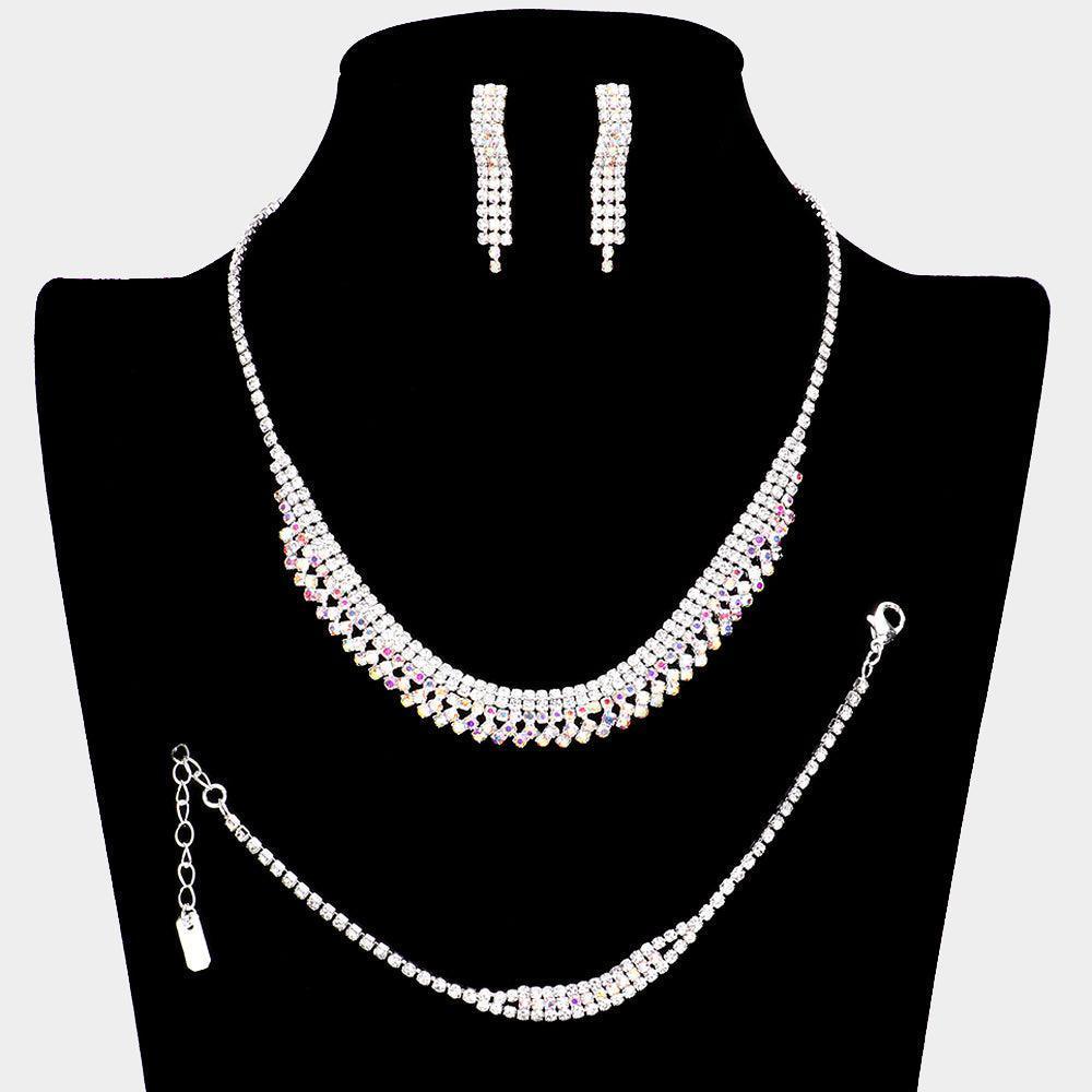 Silver Necklace Jewelry Set Rhinestone Paved - Jewelry Store by Erik Rayo