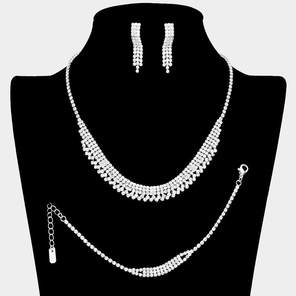 Silver Necklace Jewelry Set Rhinestone Paved - Jewelry Store by Erik Rayo