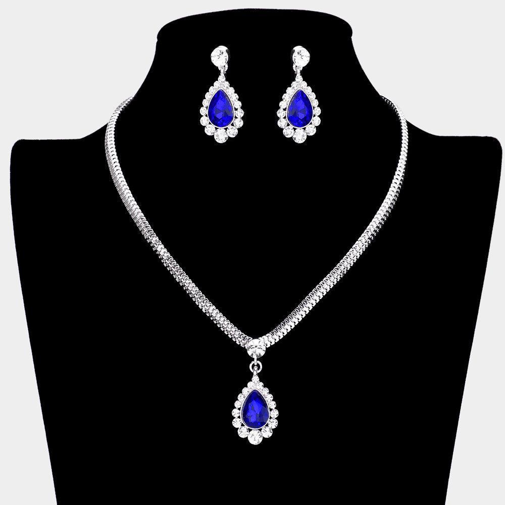 Teardrop Stone Accented Rhinestone Necklace - Jewelry Store by Erik Rayo