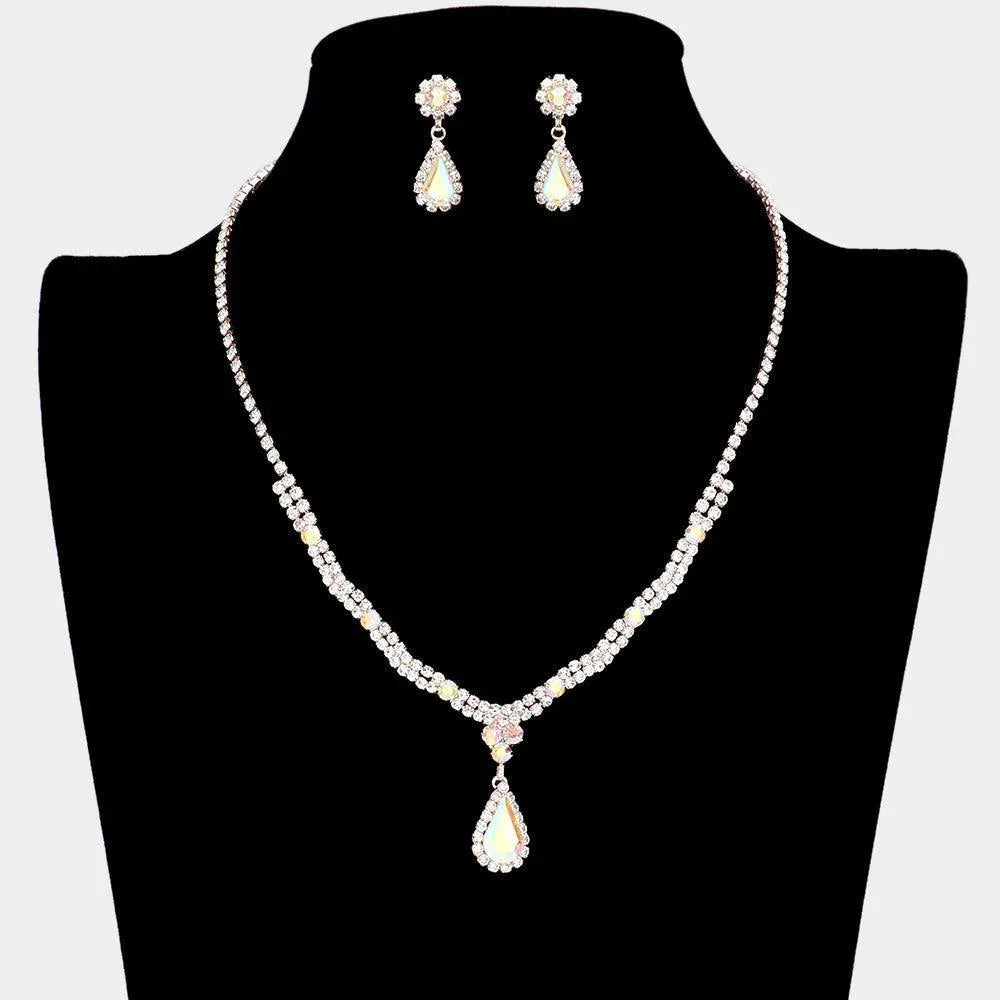 Rose Gold Teardrop Accented Rhinestone Necklace - Jewelry Store by Erik Rayo