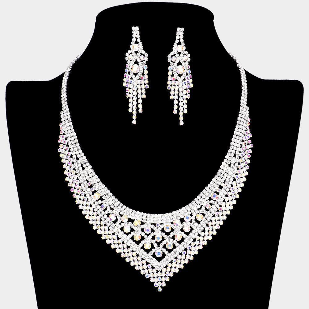 Silver Rhinestone V Shaped Necklace - Jewelry Store by Erik Rayo