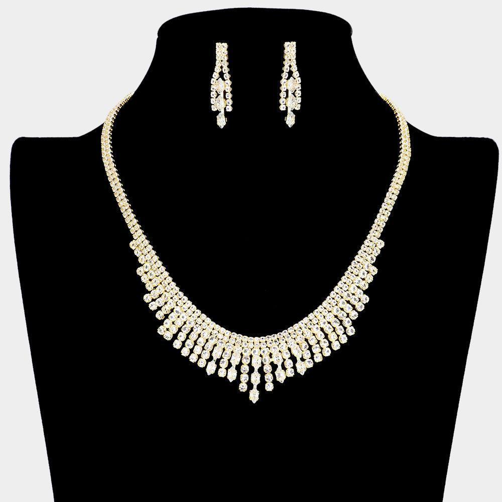 Gold Marquise Stone Pointed Rhinestone Necklace - Jewelry Store by Erik Rayo