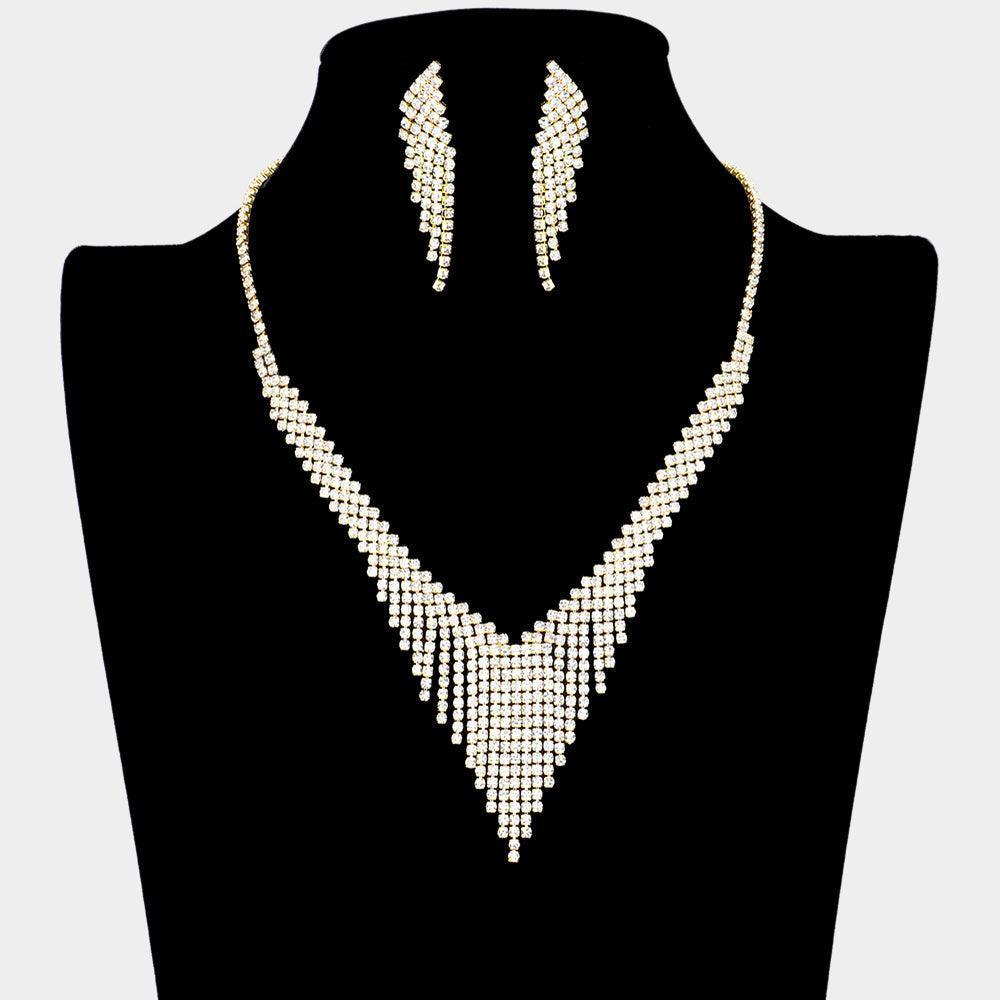 Gold Rhinestone Fringe Necklace - Jewelry Store by Erik Rayo