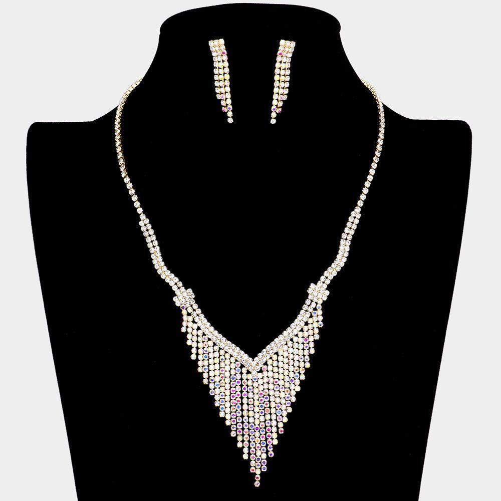 Gold Rhinestone Fringe Necklace - Jewelry Store by Erik Rayo