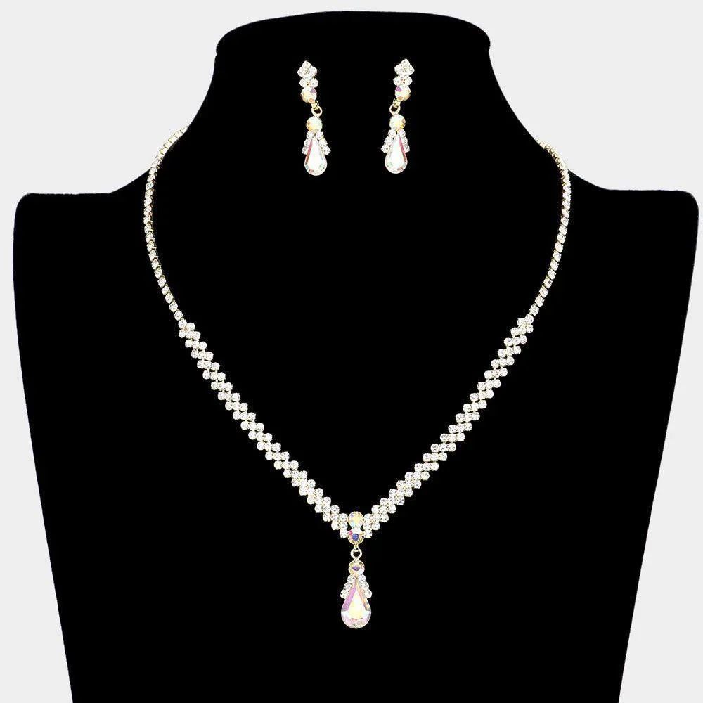 Gold Teardrop Pointed Rhinestone Necklace - Jewelry Store by Erik Rayo