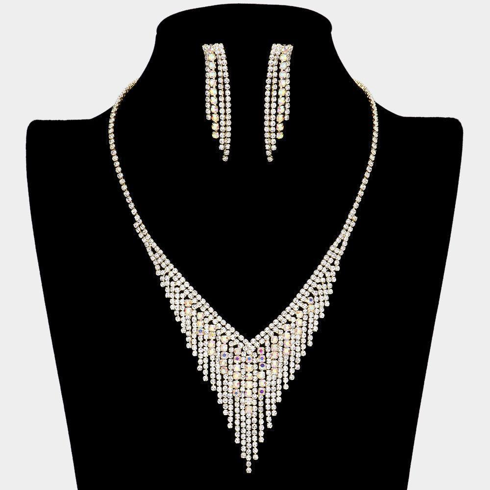 Gold Rhinestone Fringe Necklace - Jewelry Store by Erik Rayo