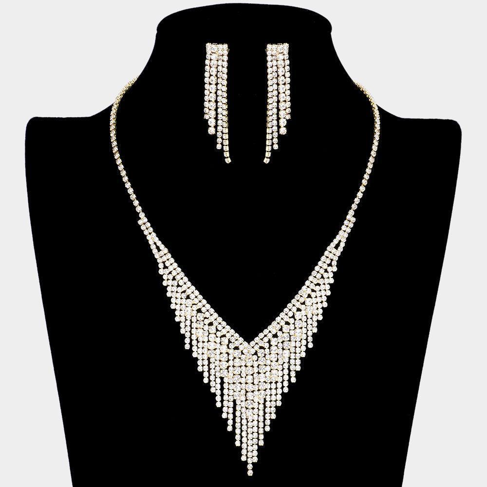 Gold Rhinestone Fringe Necklace - Jewelry Store by Erik Rayo