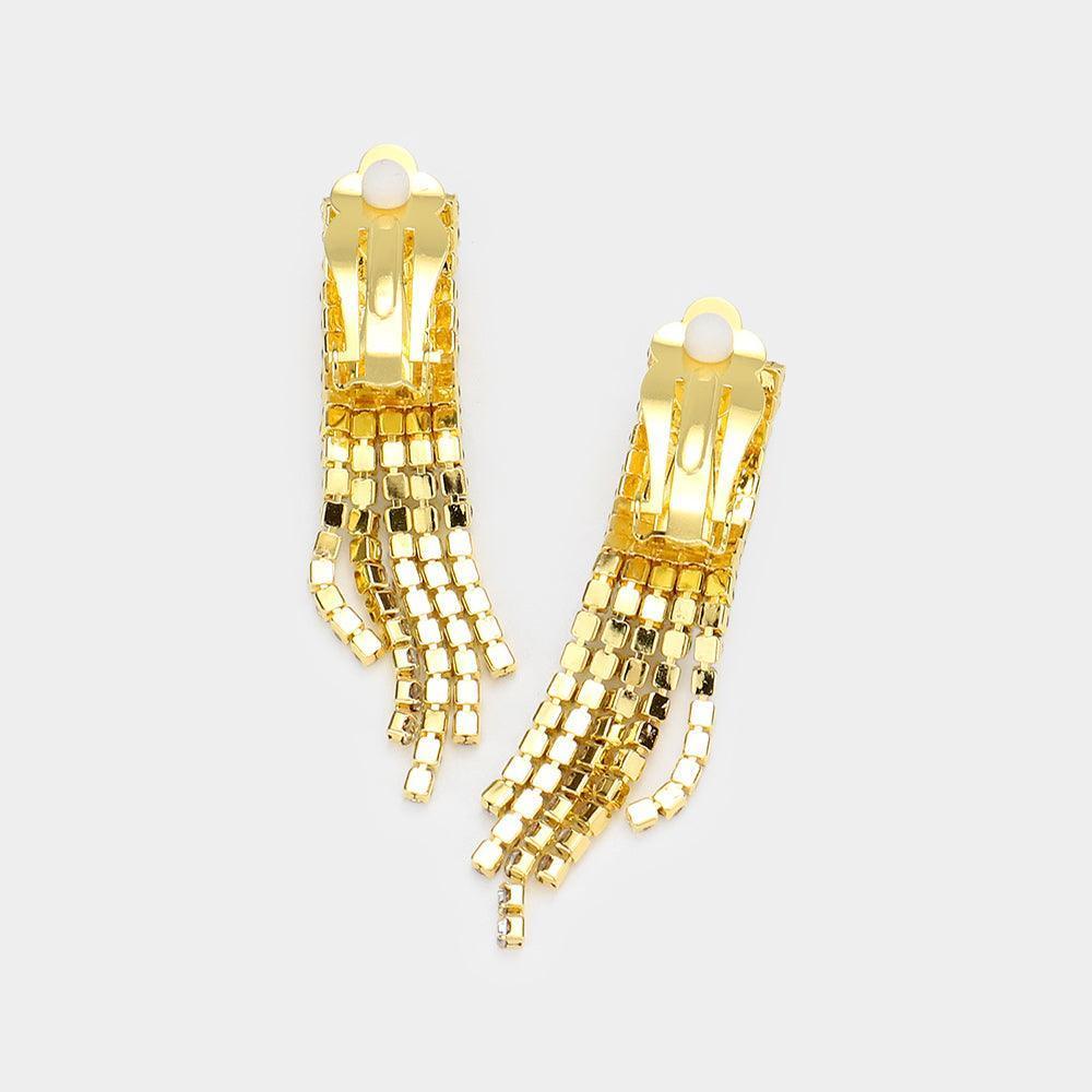 Gold Necklace Clip on Earring Set Rhinestone Paved - Jewelry Store by Erik Rayo