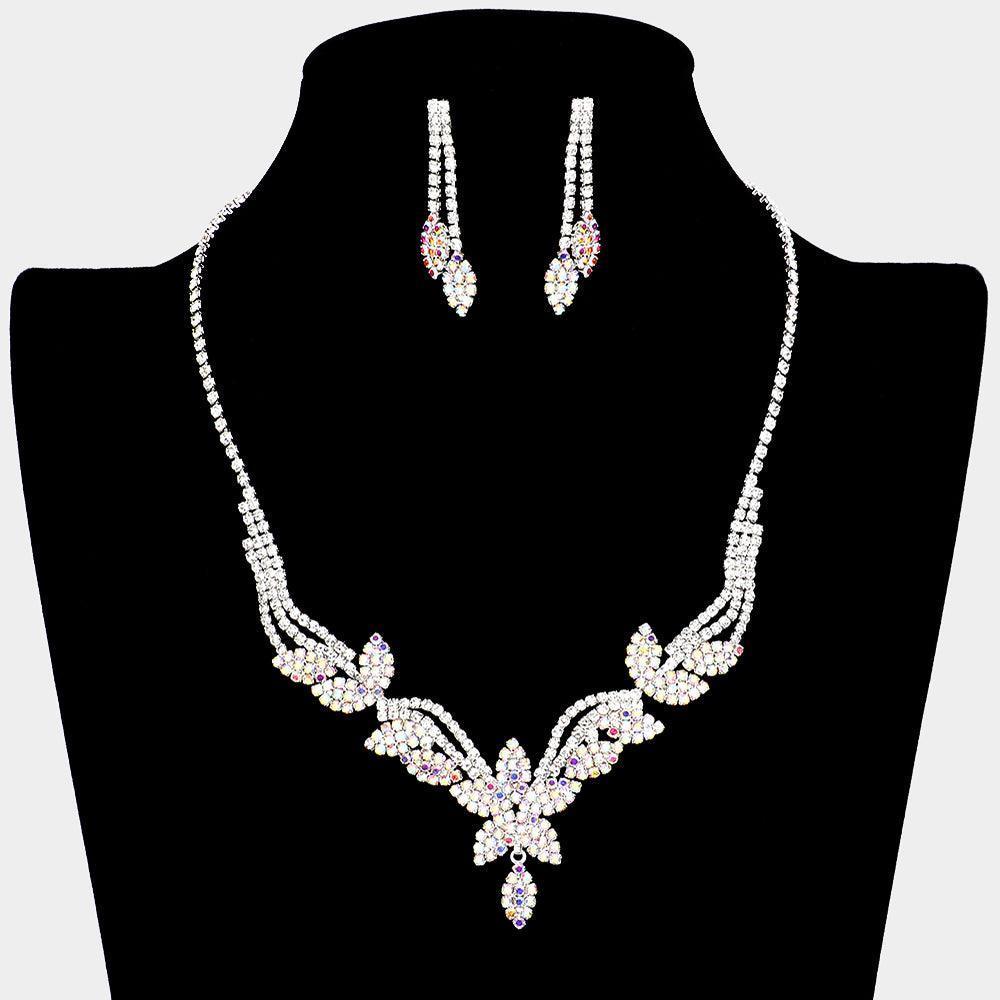 Silver Flower Necklace Rhinestone Paved - Jewelry Store by Erik Rayo