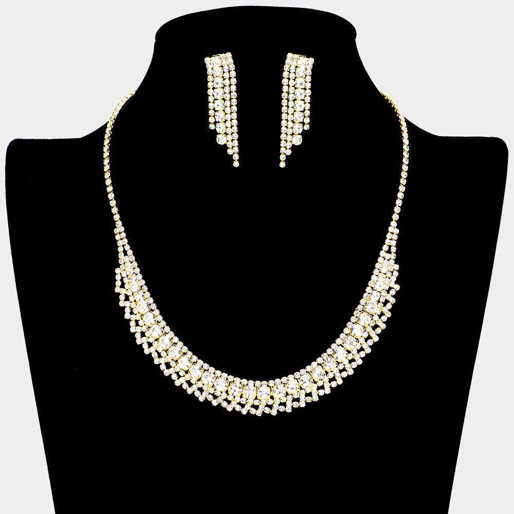 Gold Bubble Stone Detailed Rhinestone Necklace - Jewelry Store by Erik Rayo