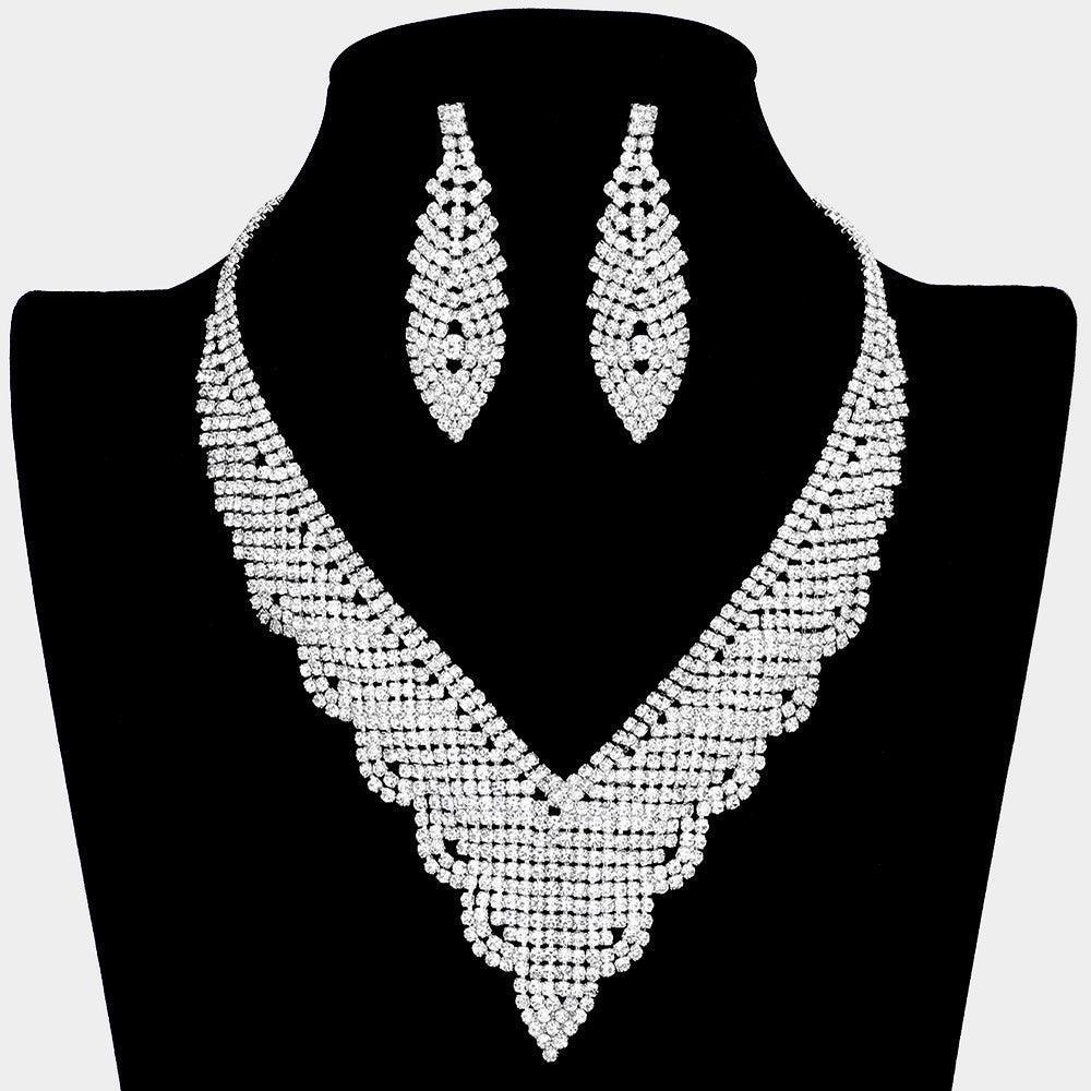Silver Necklace Rhinestone Paved - Jewelry Store by Erik Rayo