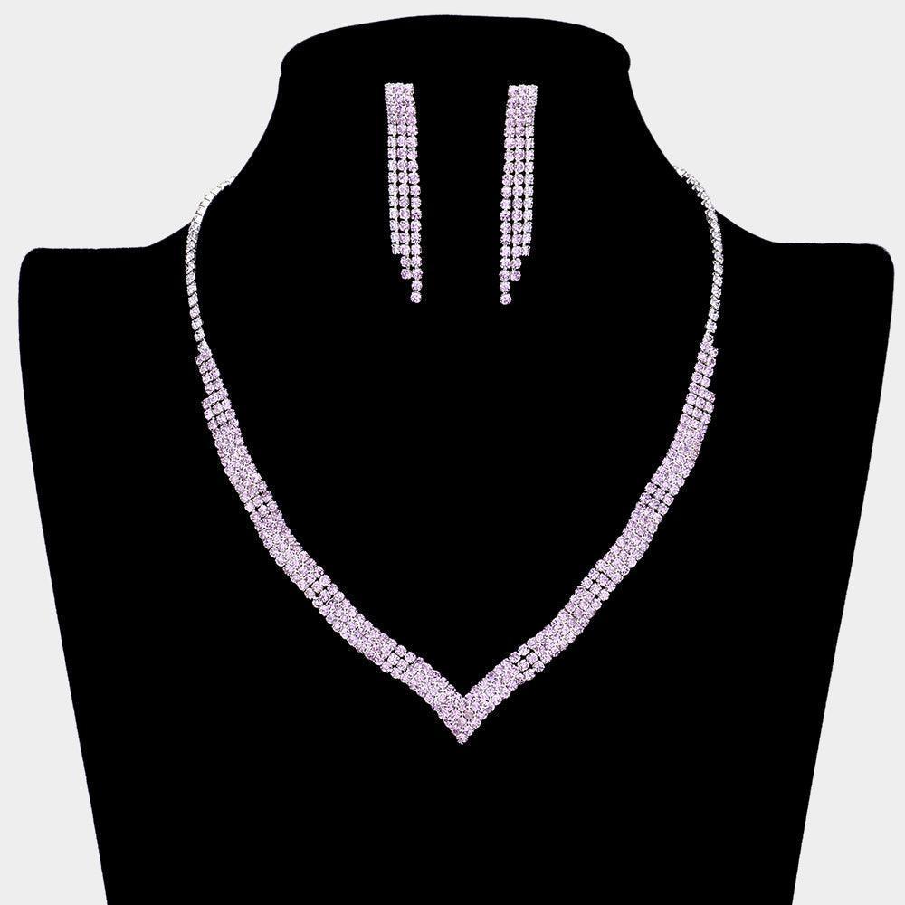 Amethyst V Shaped Necklace Rhinestone Paved - Jewelry Store by Erik Rayo