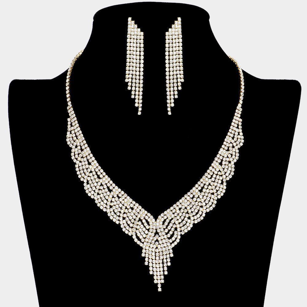 Gold Necklace Rhinestone Paved - Jewelry Store by Erik Rayo