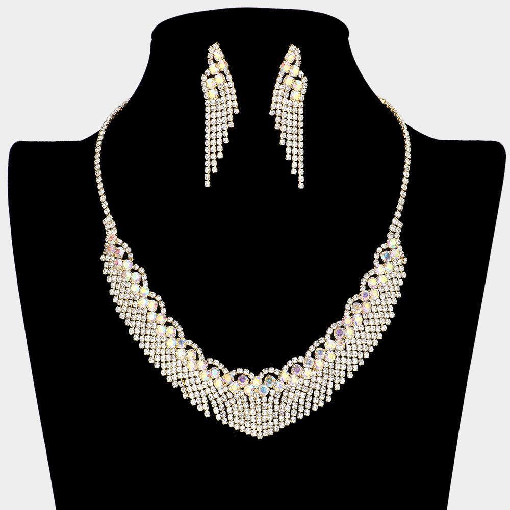 Gold Round Stone Pointed Rhinestone Necklace - Jewelry Store by Erik Rayo