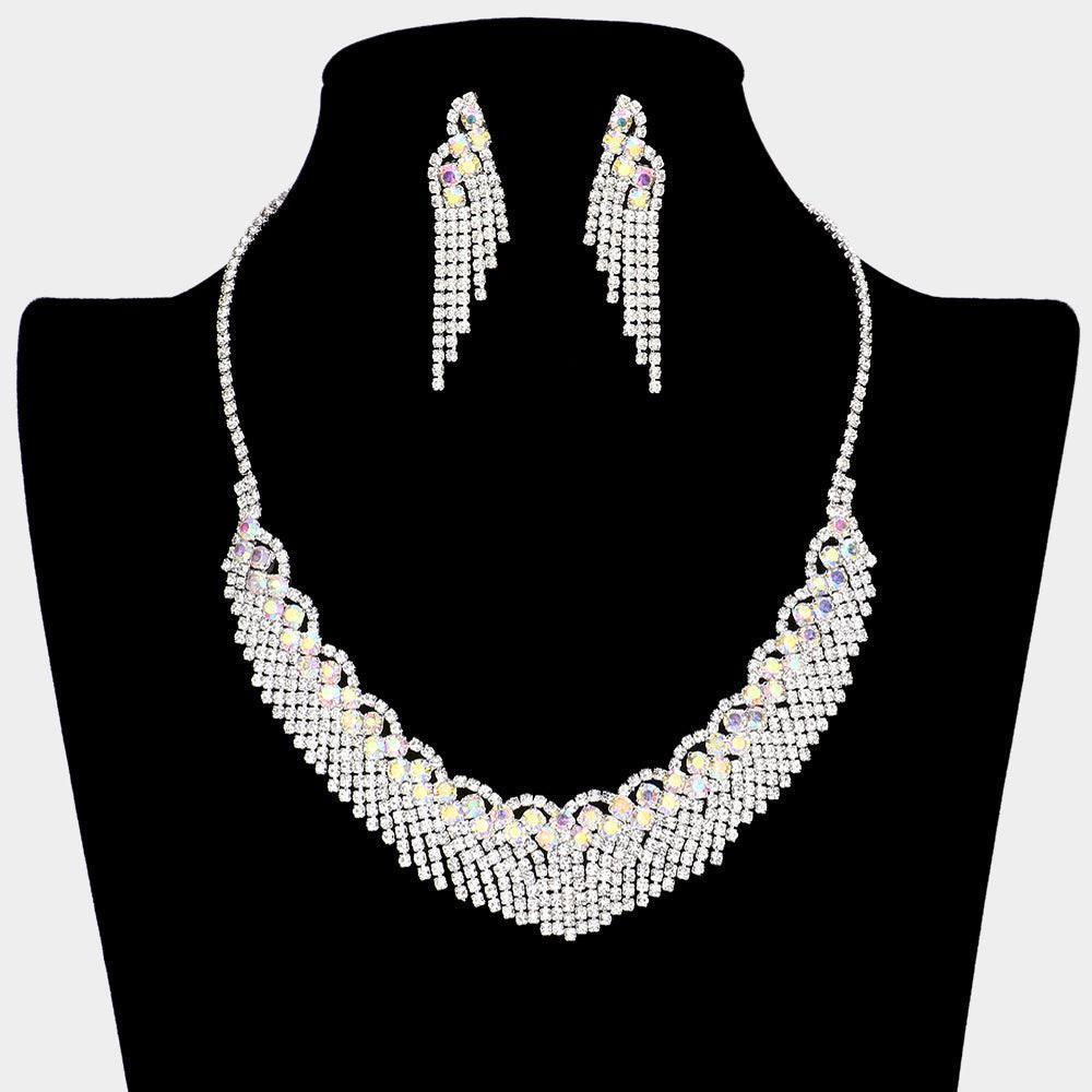 Silver Round Stone Pointed Rhinestone Necklace - Jewelry Store by Erik Rayo