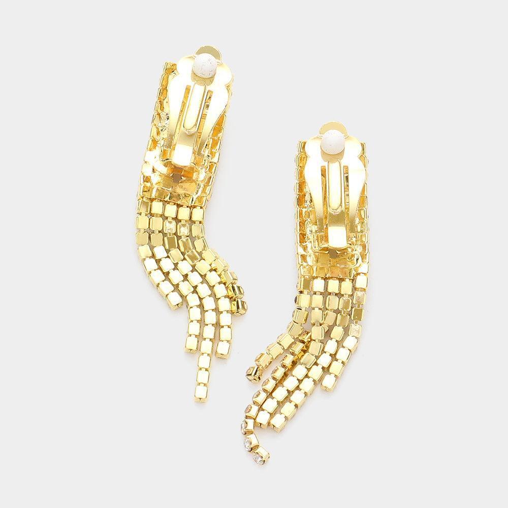 Gold Necklace Clip on Earring Set Rhinestone Paved - Jewelry Store by Erik Rayo