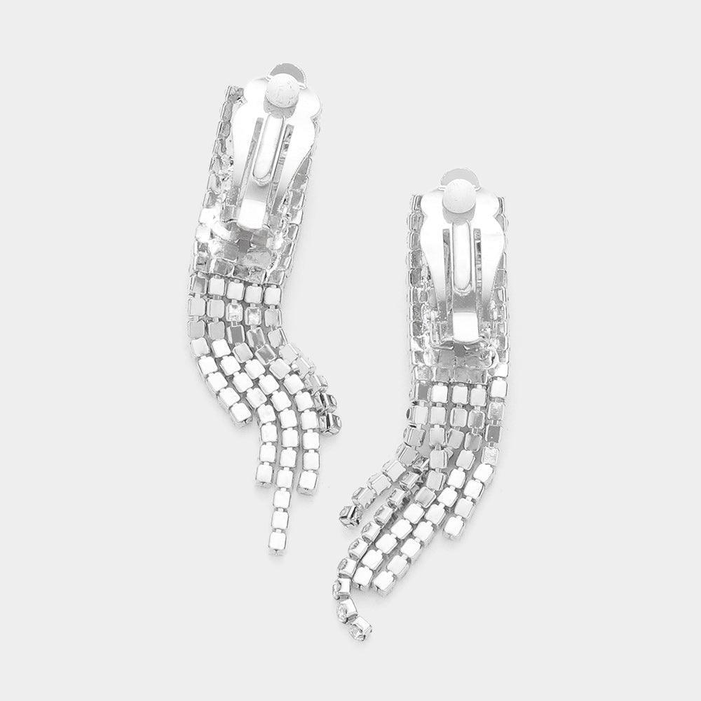 Silver Necklace Clip on Earring Set Rhinestone Paved - Jewelry Store by Erik Rayo