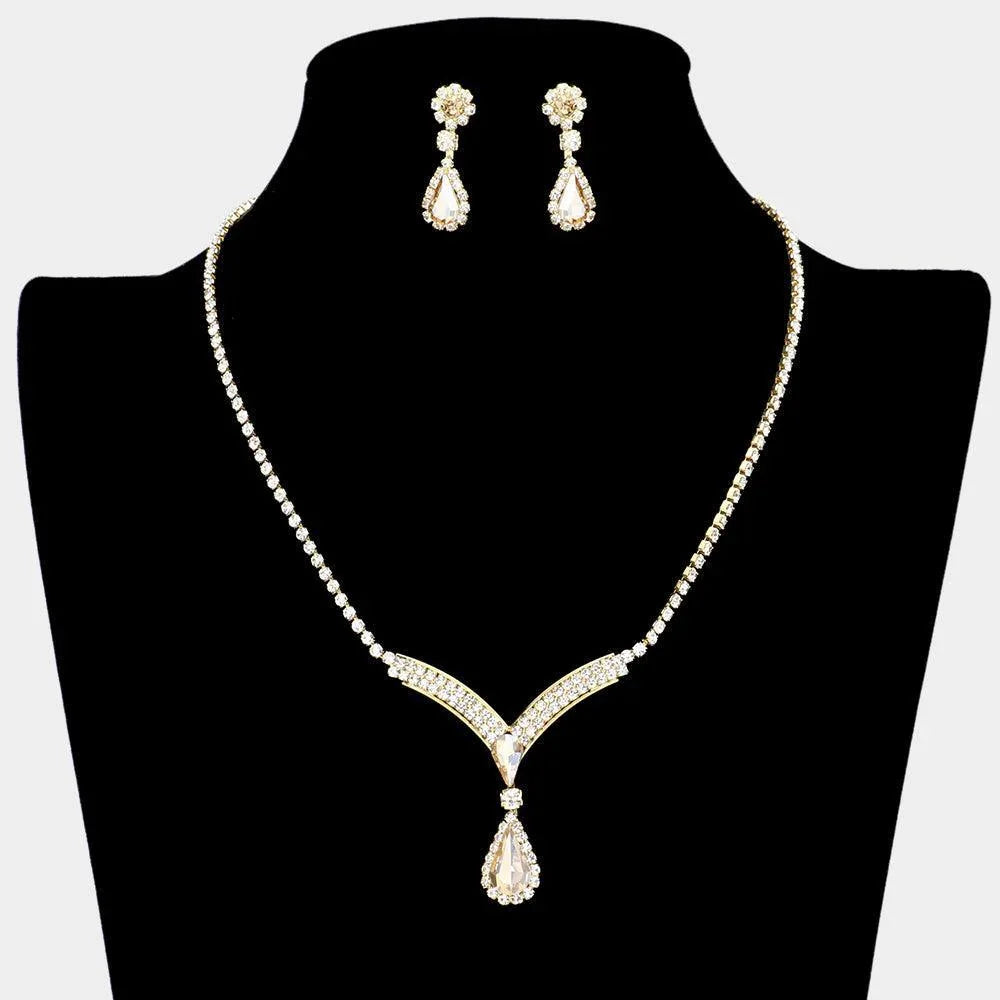 Teardrop Stone Accented Rhinestone Necklace - Jewelry Store by Erik Rayo