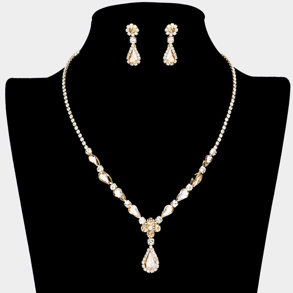 Teardrop Accented Rhinestone Necklace