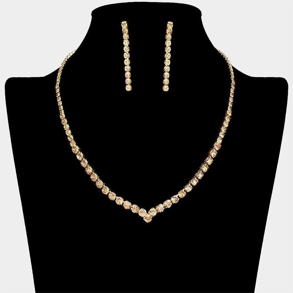 Gold Round Rhinestone Necklace - Jewelry Store by Erik Rayo