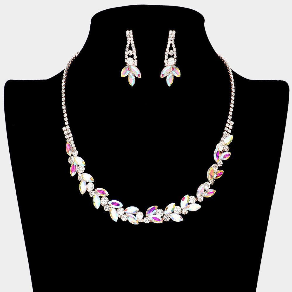 Rose Gold Marquise Stone Accented Rhinestone Necklace - Jewelry Store by Erik Rayo
