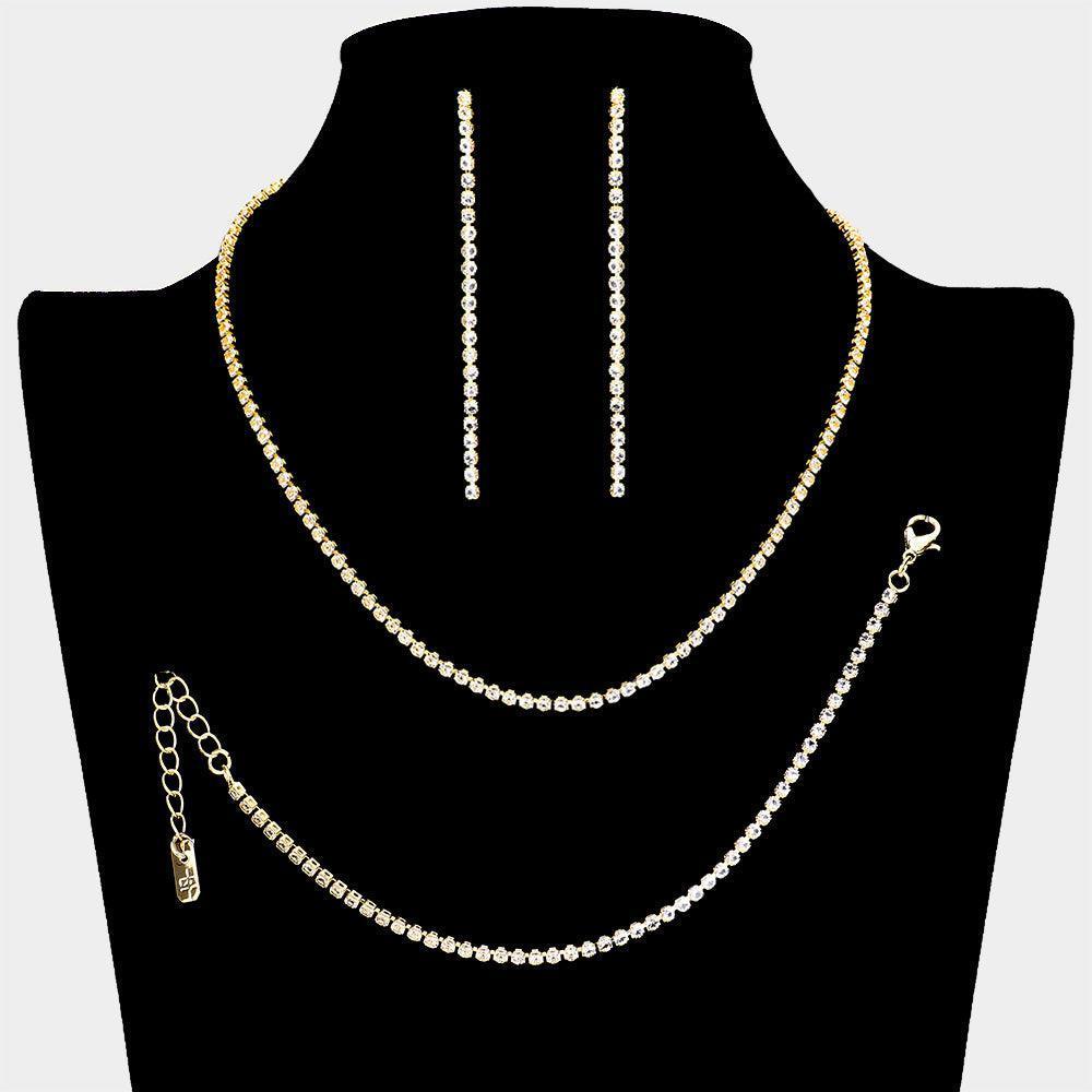 Gold Chain Necklace Jewelry Set Rhinestone Paved - Jewelry Store by Erik Rayo