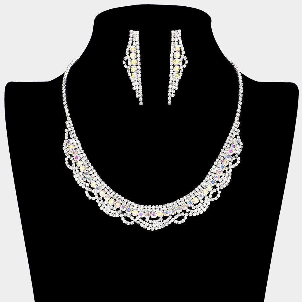 Silver Bubble Stone Detailed Rhinestone Necklace - Jewelry Store by Erik Rayo