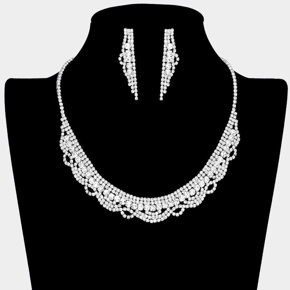 Silver Bubble Stone Detailed Rhinestone Necklace - Jewelry Store by Erik Rayo