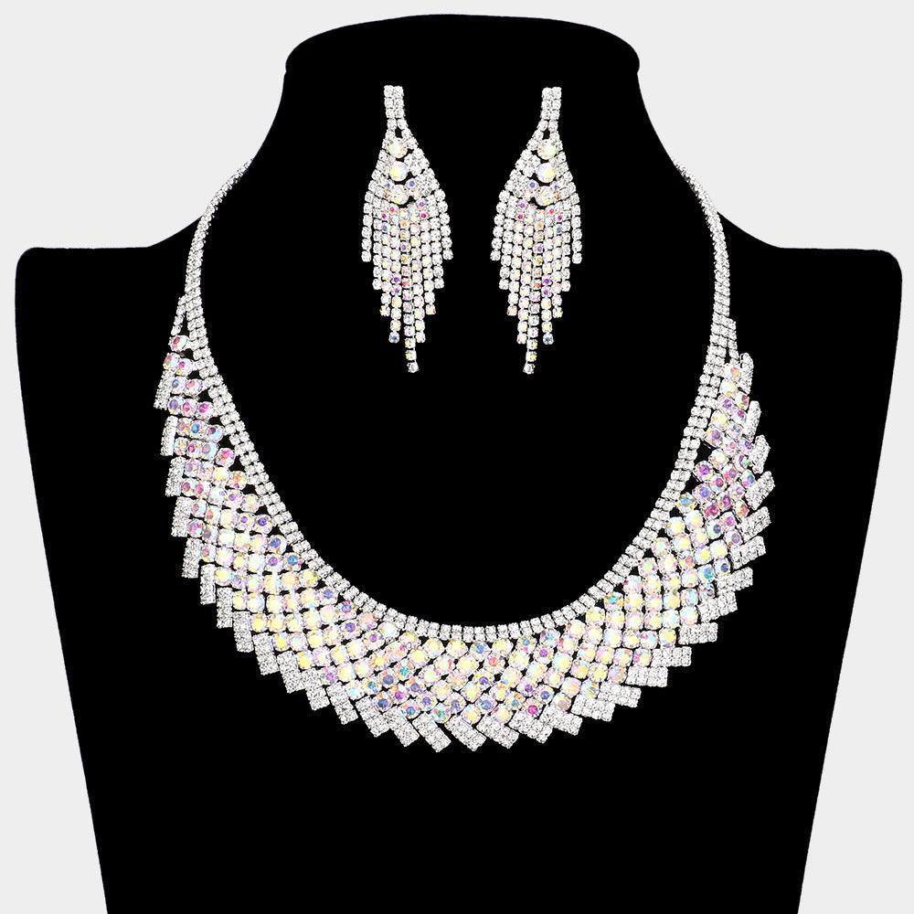 Silver Bubble Stone Detailed Rhinestone Necklace - Jewelry Store by Erik Rayo