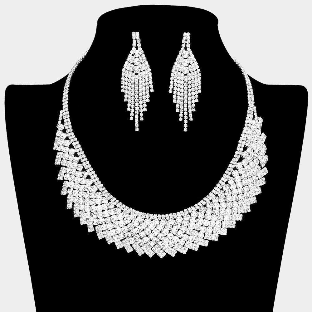 Silver Bubble Stone Detailed Rhinestone Necklace - Jewelry Store by Erik Rayo