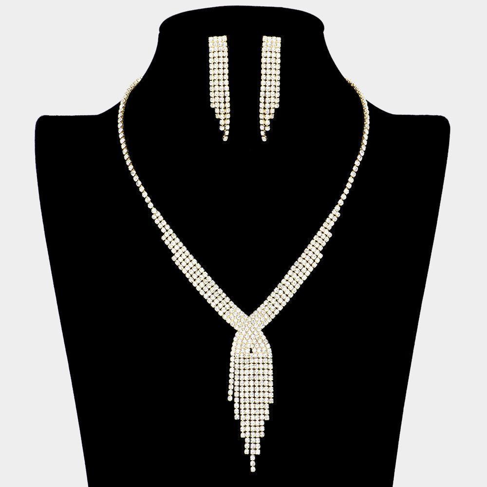 Gold Rhinestone Fringe Necklace - Jewelry Store by Erik Rayo