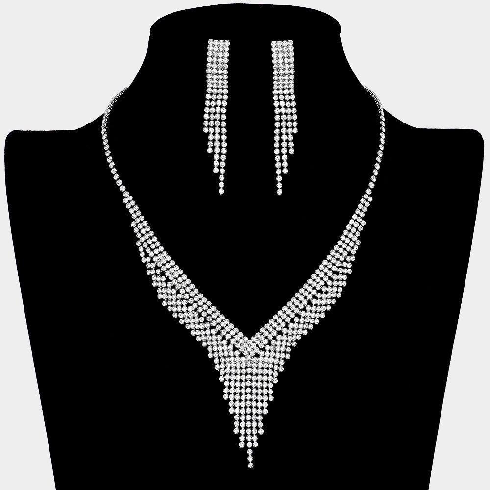 Black V Shaped Necklace Rhinestone Paved - Jewelry Store by Erik Rayo