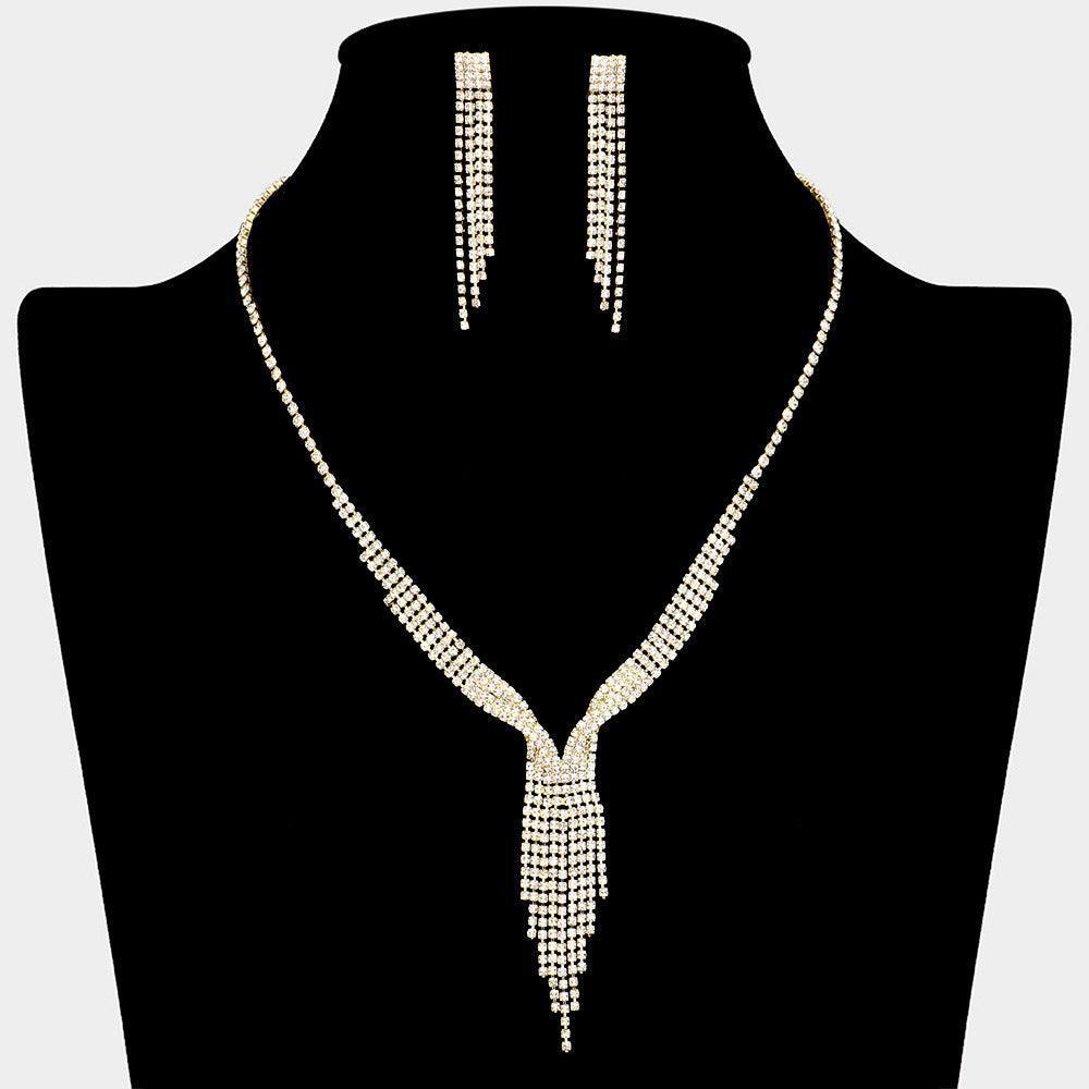 Clear Fringe Necklace Rhinestone Paved - Jewelry Store by Erik Rayo