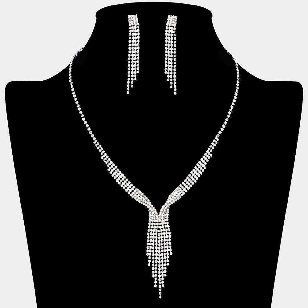 Clear Fringe Necklace Rhinestone Paved - Jewelry Store by Erik Rayo