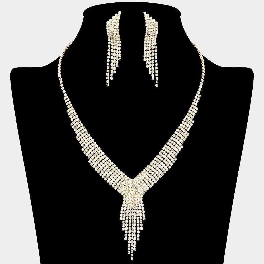 Clear Fringe Necklace Rhinestone Paved - Jewelry Store by Erik Rayo