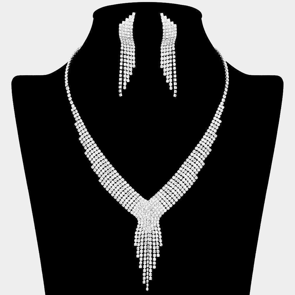 Clear Fringe Necklace Rhinestone Paved - Jewelry Store by Erik Rayo