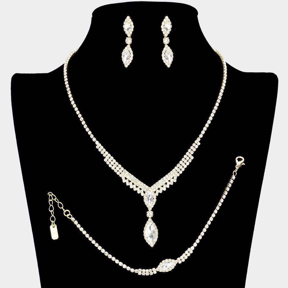 Clear Marquise Stone Pointed Necklace Rhinestone Paved - Jewelry Store by Erik Rayo