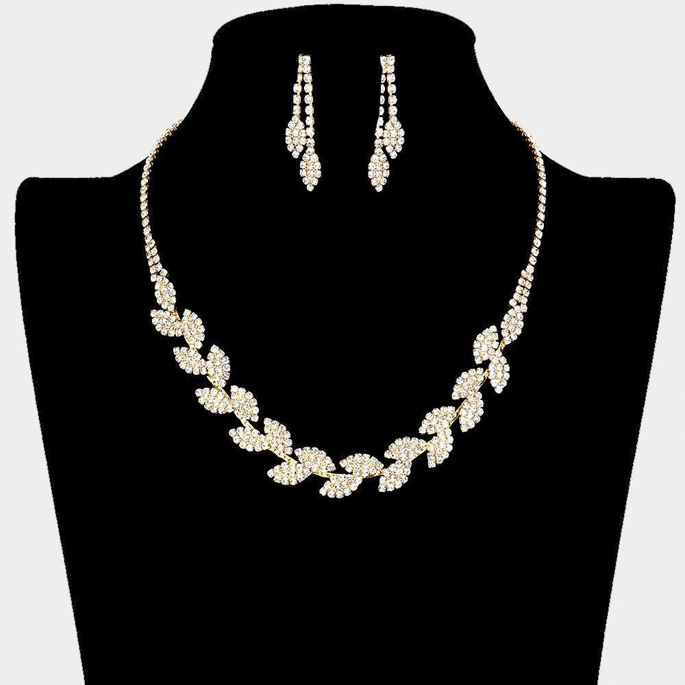 Gold Teardrop Cluster Pointed Flower Rhinestone Necklace - Jewelry Store by Erik Rayo